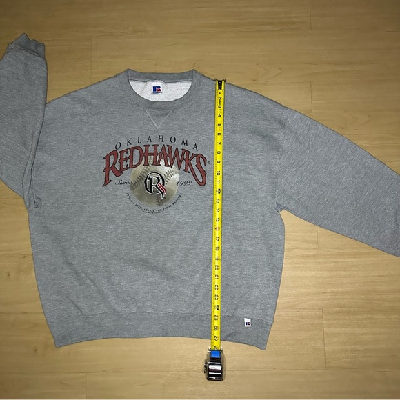 Vintage 90s Oklahoma RedHawks Sweatshirt Men's 2XL Graphic Crew Neck Gray - Picture 7 of 7
